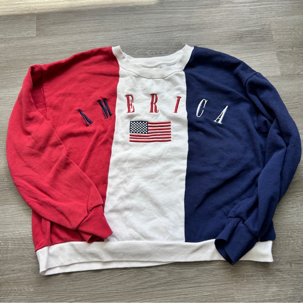 Isaac Morris Americana patriotic America flag sweatshirt crewneck - size XL